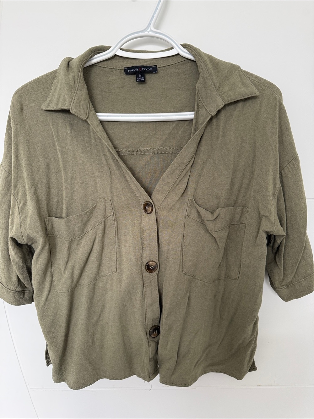 Moa Moa Olive Green Button-Down Shirt